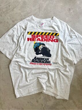 1991 Vintage American Road Racing Speed Reading Men’s Motorcycle Tee XL 23x29